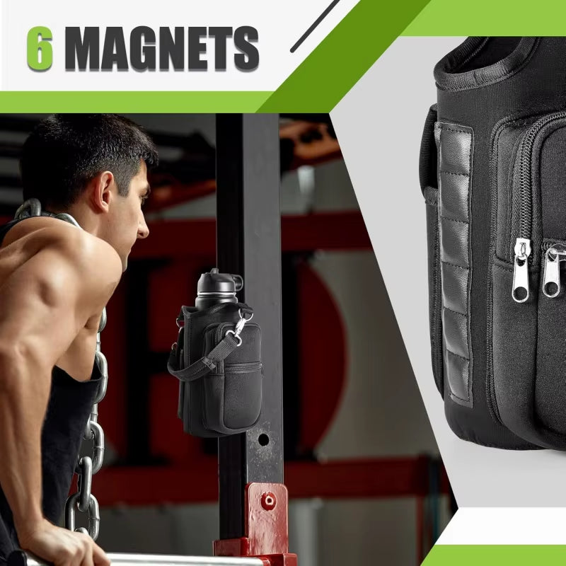 Stay Hydrated in Style: HRIZN Magnetic Water Bottle Holder with Phone Pocket and Adjustable Strap