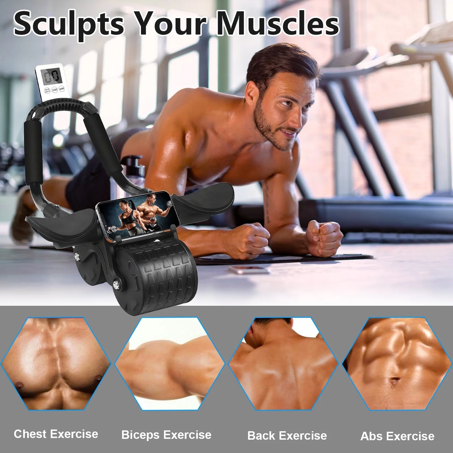 Elevate Your Core Training with the HRIZN Ab Roller Wheel - Featuring Timer & Elbow Support for Ultimate Performance!