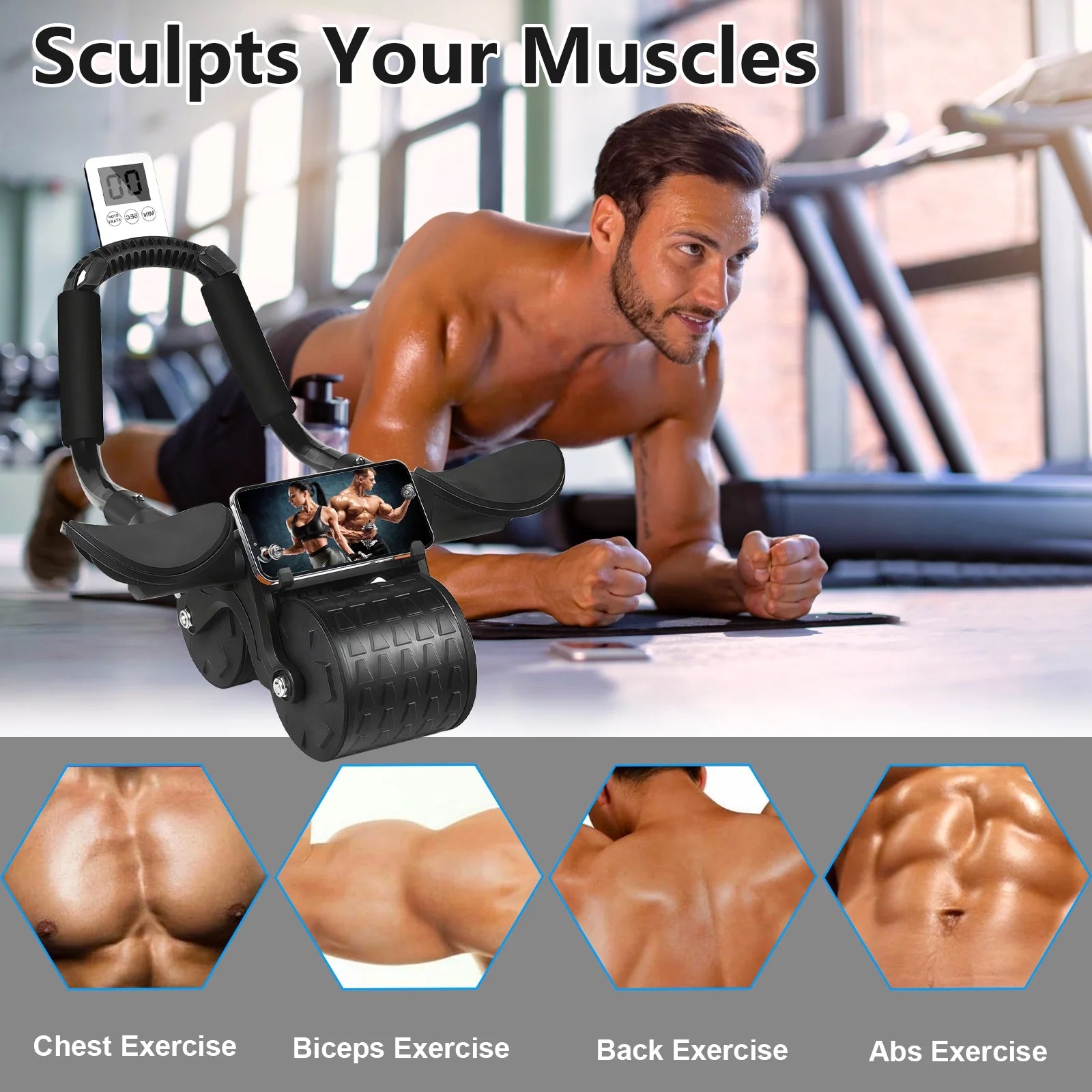 Elevate Your Core Training with the HRIZN Ab Roller Wheel - Featuring Timer & Elbow Support for Ultimate Performance!