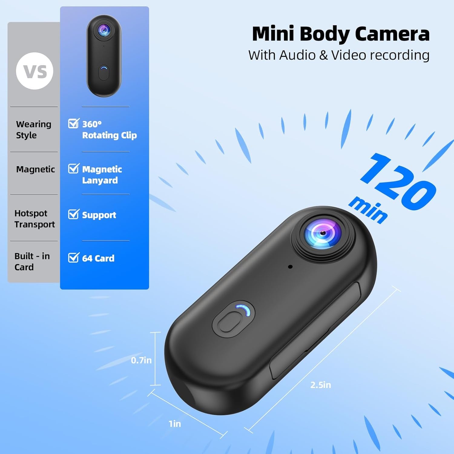 Capture Every Adventure with the HRIZN 4K Mini Body Camera - Waterproof, Portable POV Cam with 64GB Storage and Hands-Free Helmet Mount for Cycling, Motorcycling, and Vlogging