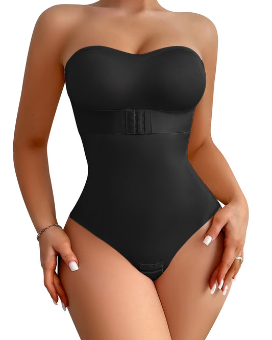Elevate Your Look with HRIZN's Strapless Shapewear Bodysuit - Ultimate Tummy Control & Built-in Push-Up Bra for Effortless Elegance