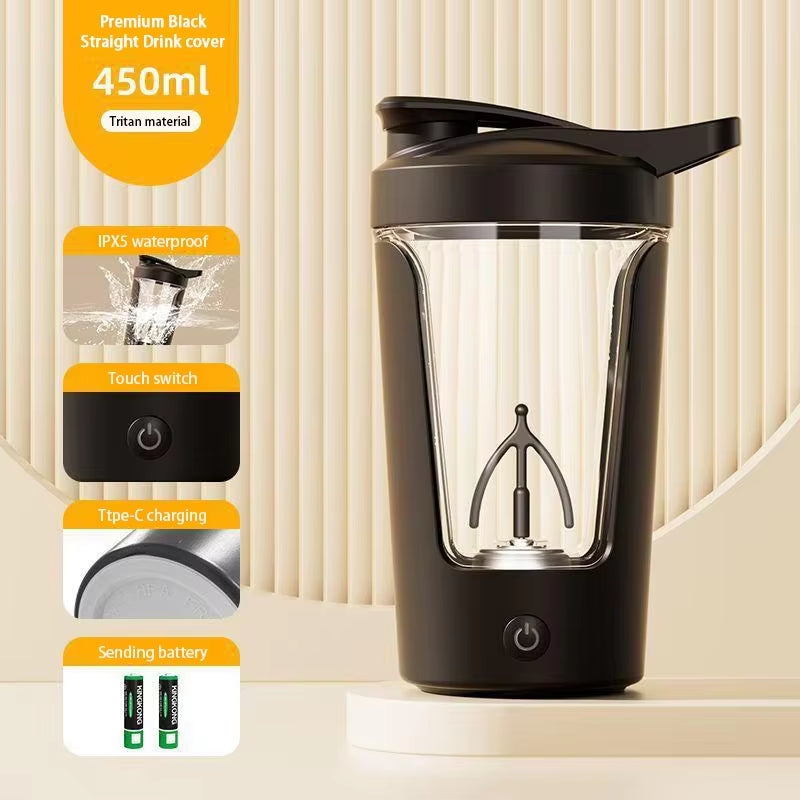 Elevate Your Fitness Game with the HRIZN USB Rechargeable Protein Shaker Cup - 450ml Portable Mixing Bottle for Smooth Shakes Anywhere