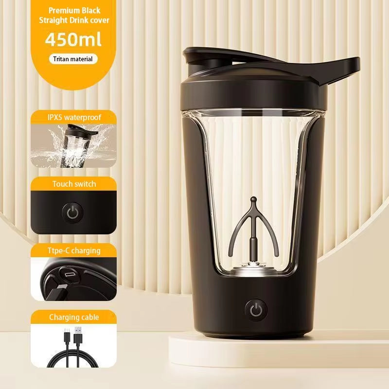 Elevate Your Fitness Game with the HRIZN USB Rechargeable Protein Shaker Cup - 450ml Portable Mixing Bottle for Smooth Shakes Anywhere