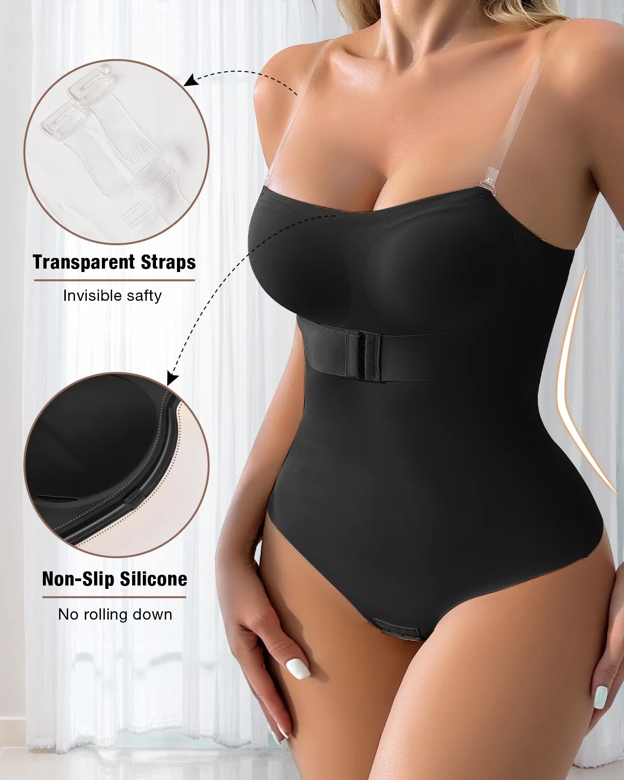 Elevate Your Look with HRIZN's Strapless Shapewear Bodysuit - Ultimate Tummy Control & Built-in Push-Up Bra for Effortless Elegance
