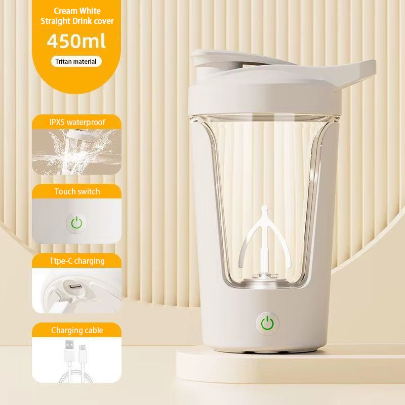 Elevate Your Fitness Game with the HRIZN USB Rechargeable Protein Shaker Cup - 450ml Portable Mixing Bottle for Smooth Shakes Anywhere