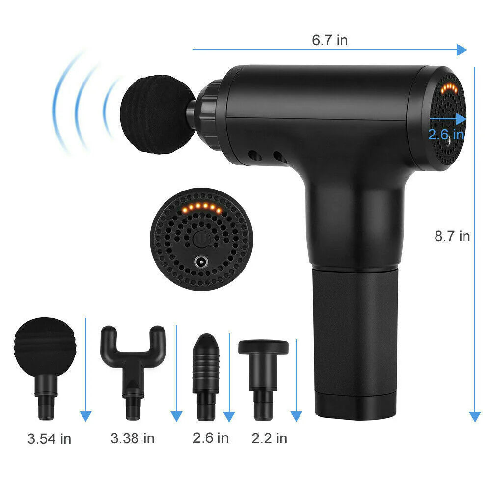 Experience Ultimate Muscle Recovery with the HRIZN Deep Tissue Massage Gun - Powerful Percussion Massager Featuring 4 Interchangeable Heads for Unmatched Relaxation