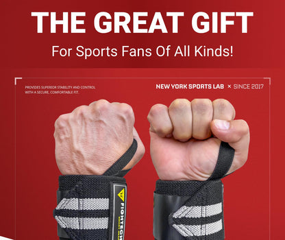 Elevate Your Workout with HRIZN 18" Professional Wrist Wraps – Essential Black Support for Powerlifting and Bodybuilding Success!
