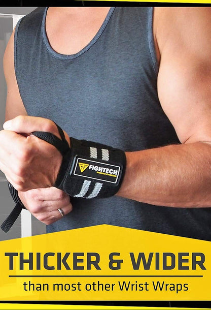 Elevate Your Workout with HRIZN 18" Professional Wrist Wraps – Essential Black Support for Powerlifting and Bodybuilding Success!