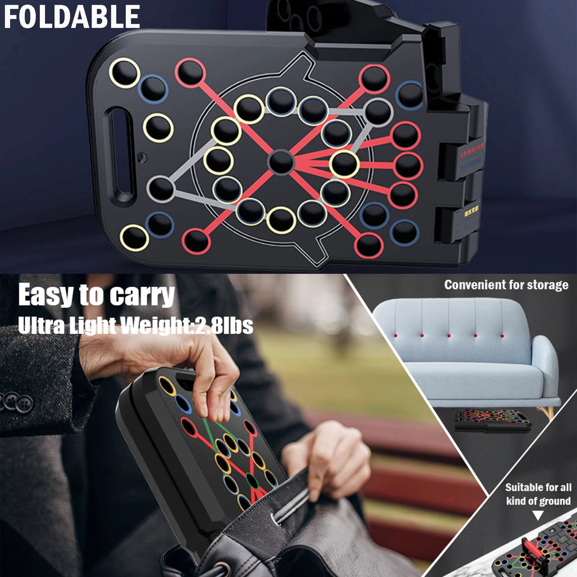 Transform Your Home Workouts with the HRIZN Smart Count Push Up Board - 60 in 1 Multi-Function, Foldable & Portable Fitness Solution for All Ages!