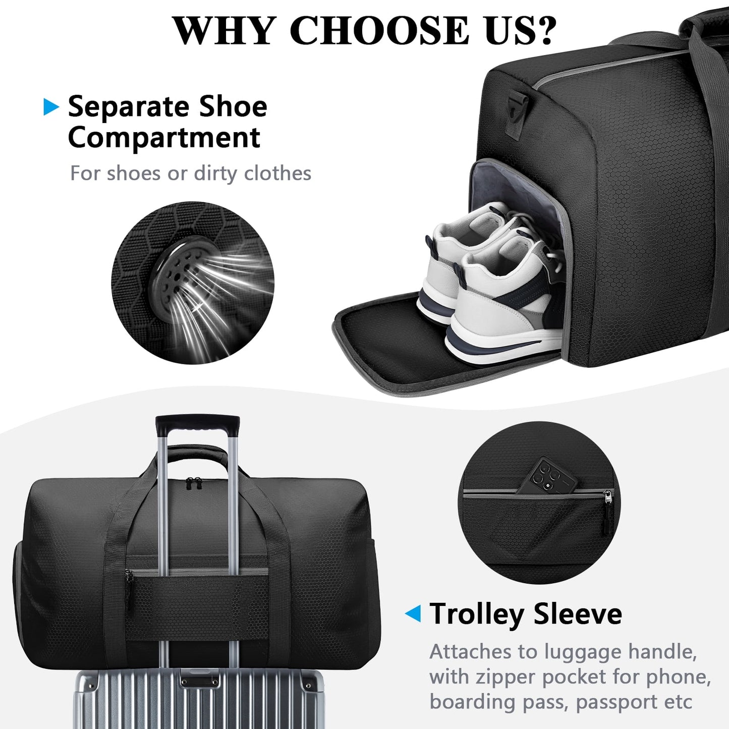 Ultimate 65L Waterproof Duffle Bag - Your Go-To Travel, Gym & Everyday Companion with Shoe Compartment