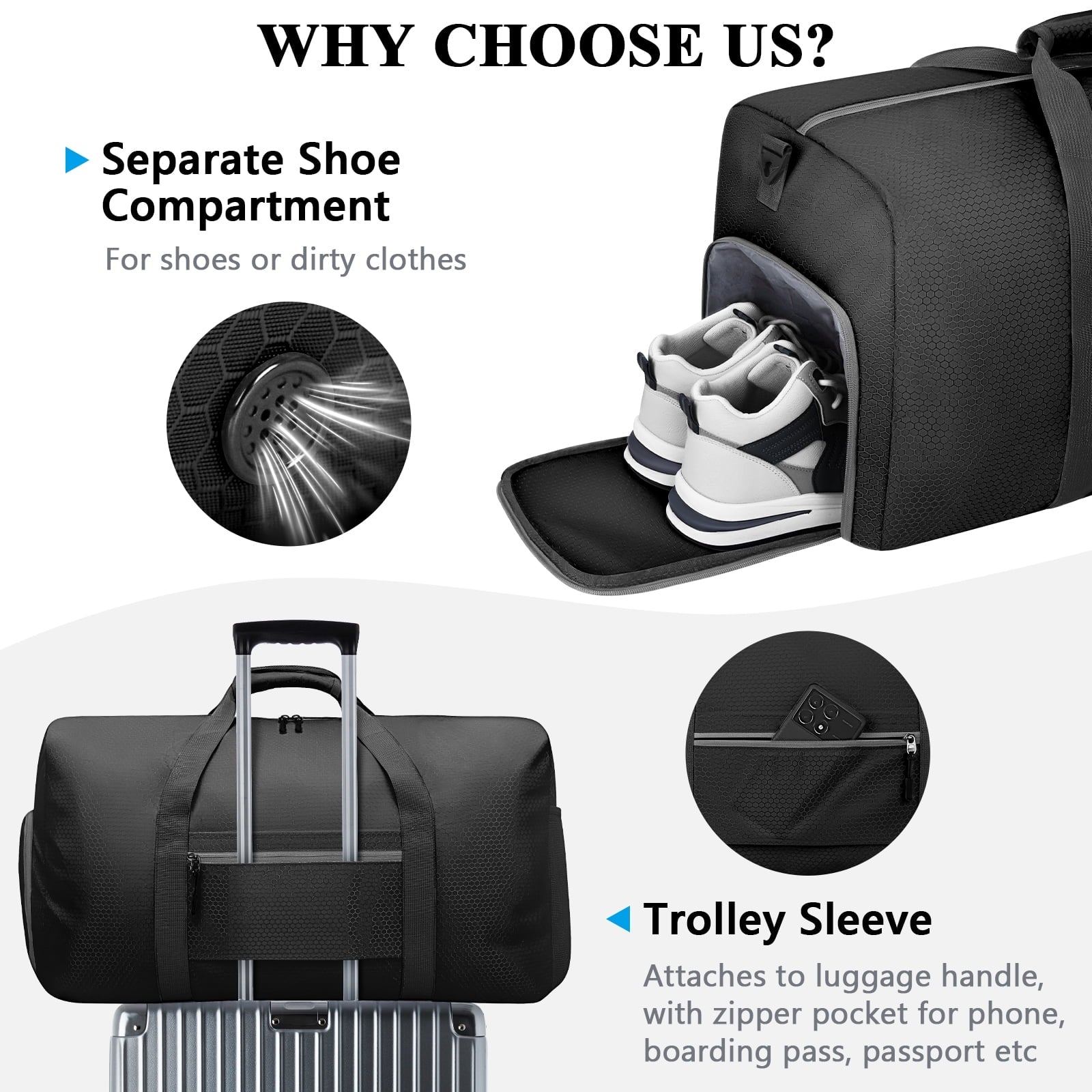 Ultimate 65L Waterproof Duffle Bag - Your Go-To Travel, Gym & Everyday Companion with Shoe Compartment