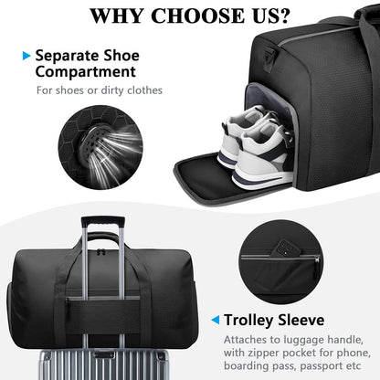 Ultimate 65L Waterproof Duffle Bag - Your Go-To Travel, Gym & Everyday Companion with Shoe Compartment