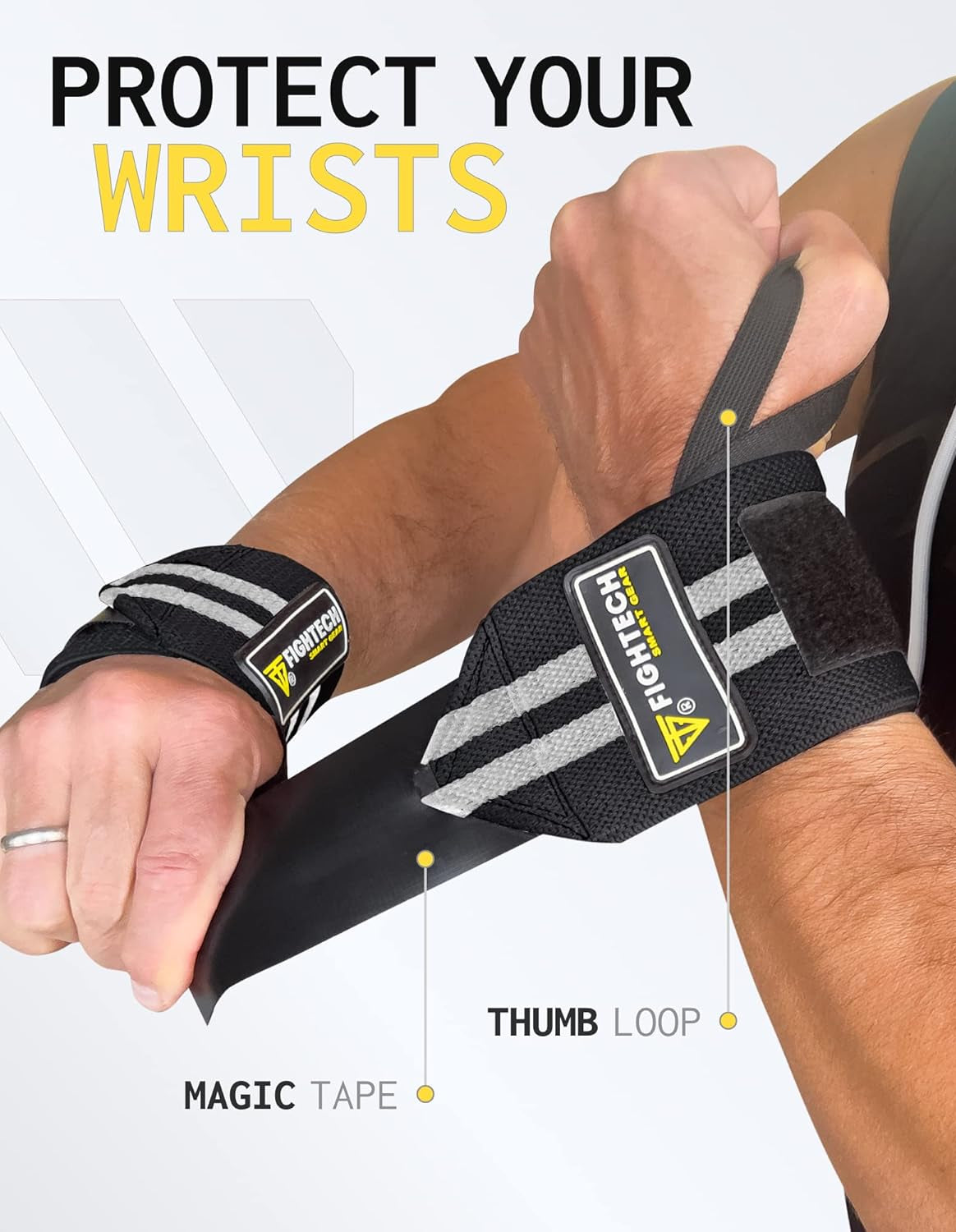 Elevate Your Workout with HRIZN 18" Professional Wrist Wraps – Essential Black Support for Powerlifting and Bodybuilding Success!