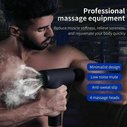 Experience Ultimate Muscle Recovery with the HRIZN Deep Tissue Massage Gun - Powerful Percussion Massager Featuring 4 Interchangeable Heads for Unmatched Relaxation