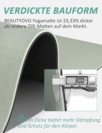 HRIZN TPE Yoga Mat | 8mm Extra Thick, Non-Slip
