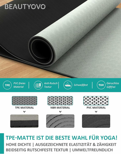HRIZN TPE Yoga Mat | 8mm Extra Thick, Non-Slip