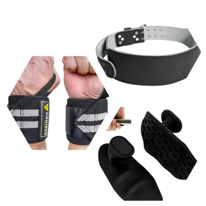 HRIZN™ Strength Essentials Bundle – Belt, Wrist Wraps & Finger Grips