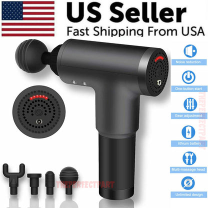 Experience Ultimate Muscle Recovery with the HRIZN Deep Tissue Massage Gun - Powerful Percussion Massager Featuring 4 Interchangeable Heads for Unmatched Relaxation