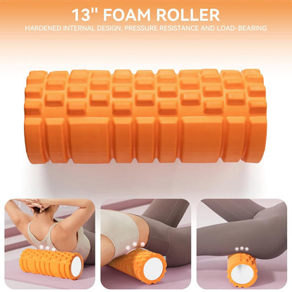 Transform Your Recovery with the HRIZN Ultimate 5-in-1 Foam Roller Set - Vibrant Orange for Muscle Relief!