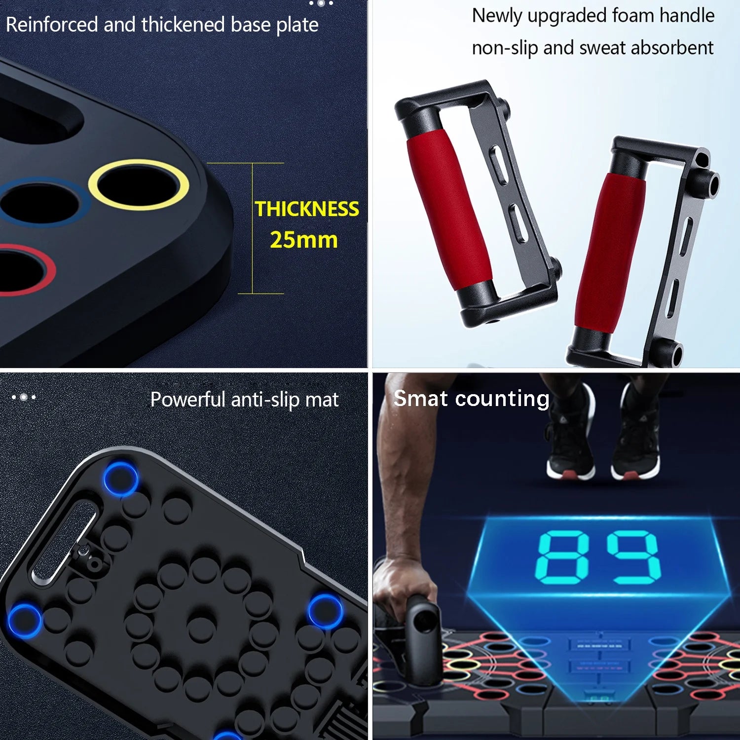 Transform Your Home Workouts with the HRIZN Smart Count Push Up Board - 60 in 1 Multi-Function, Foldable & Portable Fitness Solution for All Ages!