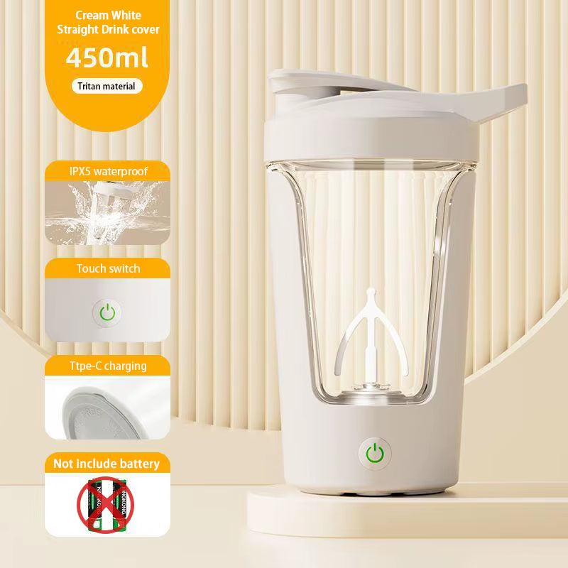Elevate Your Fitness Game with the HRIZN USB Rechargeable Protein Shaker Cup - 450ml Portable Mixing Bottle for Smooth Shakes Anywhere