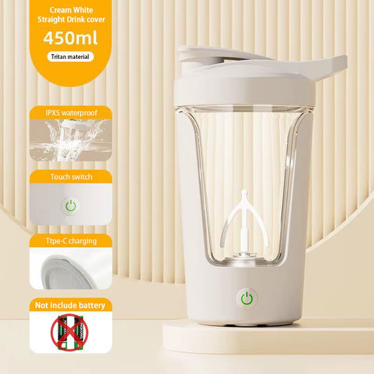 Elevate Your Fitness Game with the HRIZN USB Rechargeable Protein Shaker Cup - 450ml Portable Mixing Bottle for Smooth Shakes Anywhere