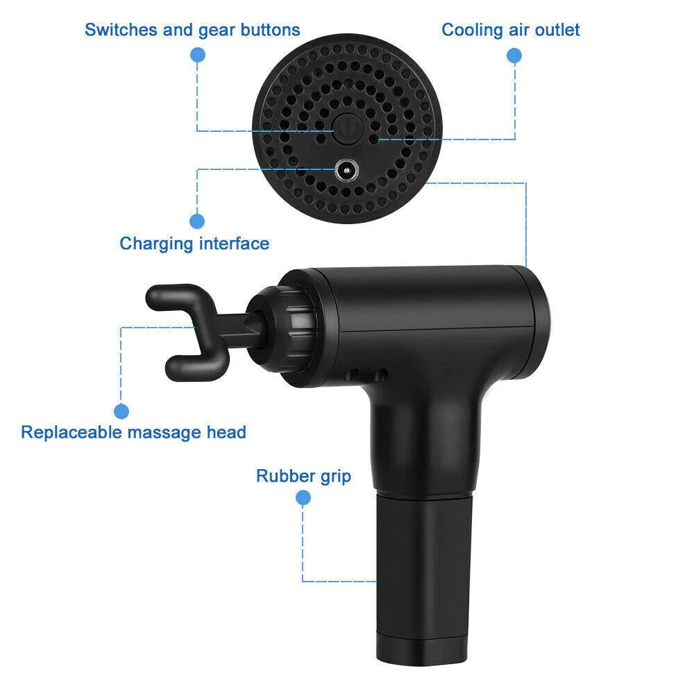 Experience Ultimate Muscle Recovery with the HRIZN Deep Tissue Massage Gun - Powerful Percussion Massager Featuring 4 Interchangeable Heads for Unmatched Relaxation