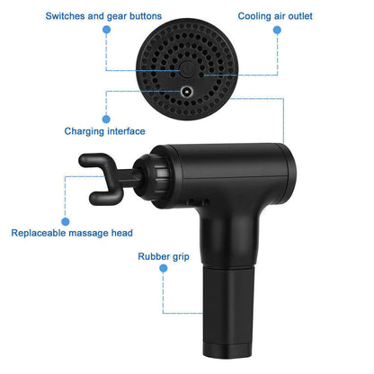 Experience Ultimate Muscle Recovery with the HRIZN Deep Tissue Massage Gun - Powerful Percussion Massager Featuring 4 Interchangeable Heads for Unmatched Relaxation
