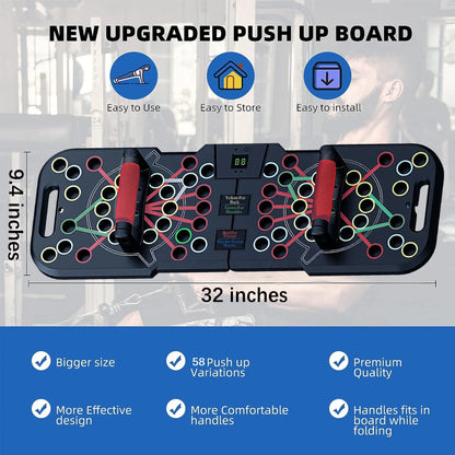 Transform Your Home Workouts with the HRIZN Smart Count Push Up Board - 60 in 1 Multi-Function, Foldable & Portable Fitness Solution for All Ages!