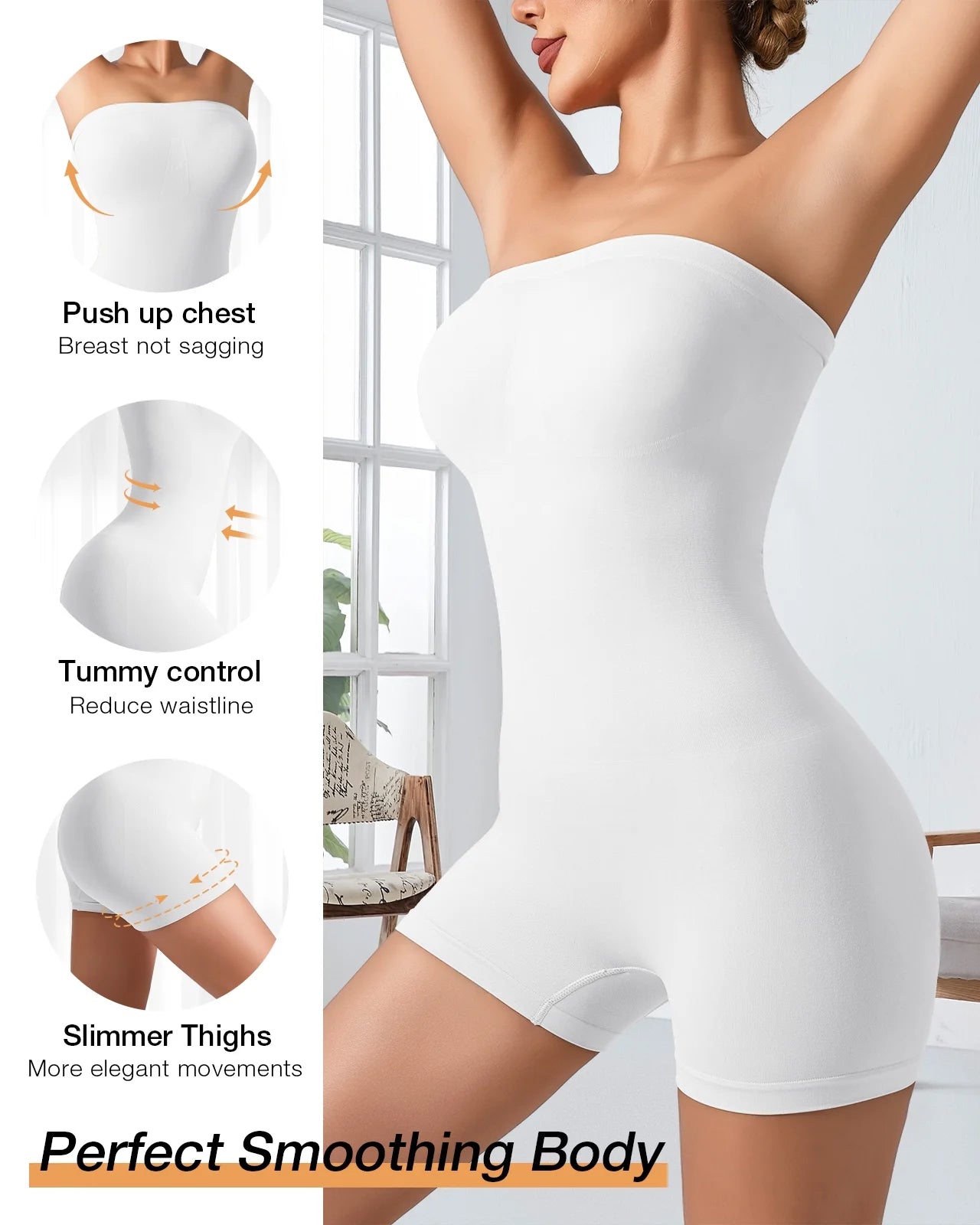Experience Effortless Elegance with HRIZN's Strapless Tummy Control Bodysuit for Women