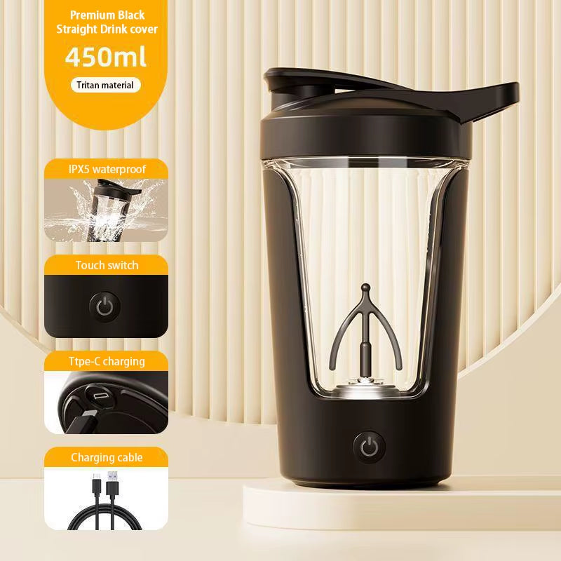 Elevate Your Fitness Game with the HRIZN USB Rechargeable Protein Shaker Cup - 450ml Portable Mixing Bottle for Smooth Shakes Anywhere