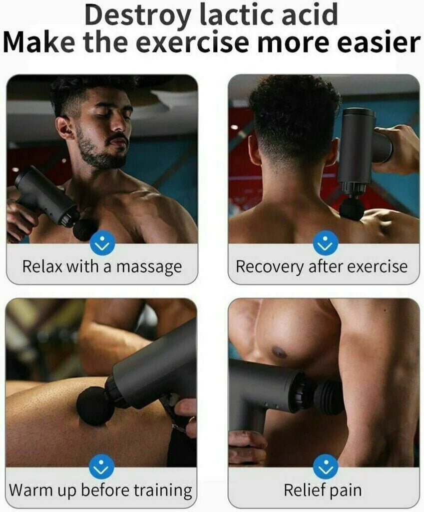 Experience Ultimate Muscle Recovery with the HRIZN Deep Tissue Massage Gun - Powerful Percussion Massager Featuring 4 Interchangeable Heads for Unmatched Relaxation