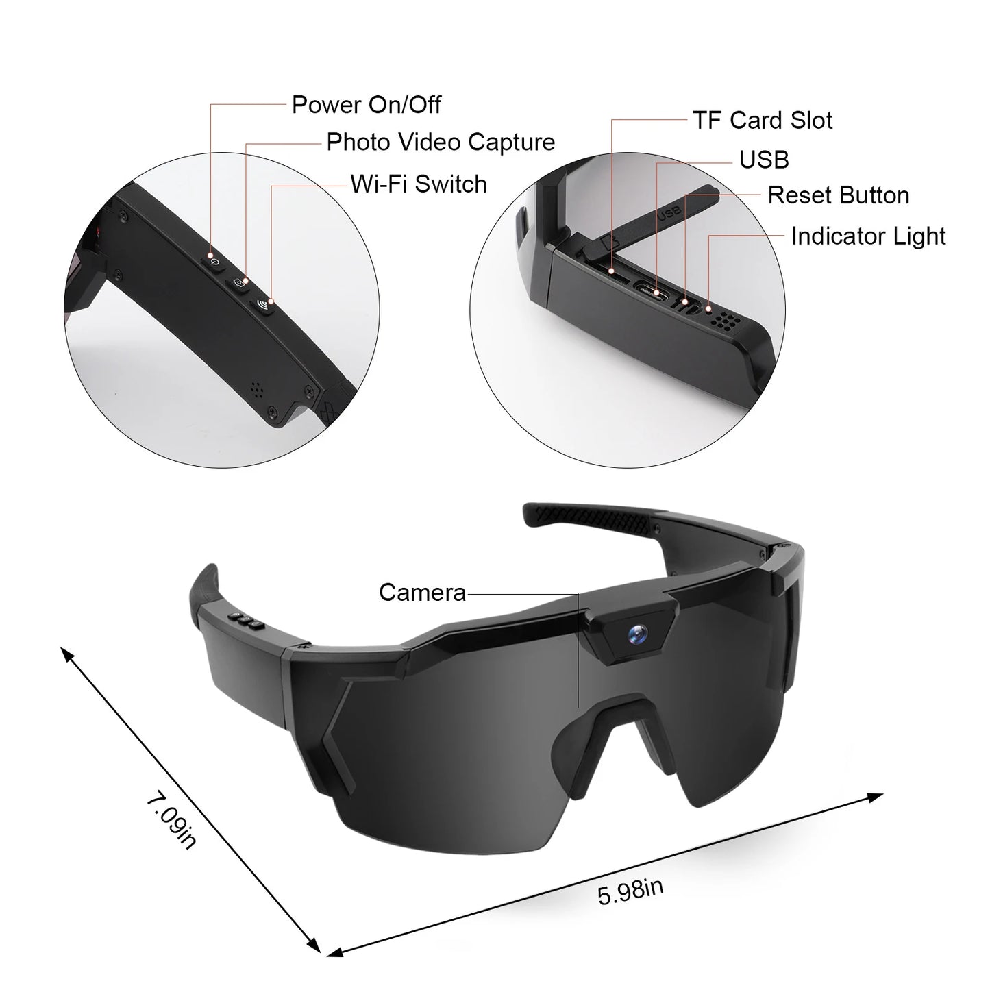 Experience Adventure Like Never Before with HRIZN HD 1080P Smart Action Camera Sunglasses for Cycling and Hiking