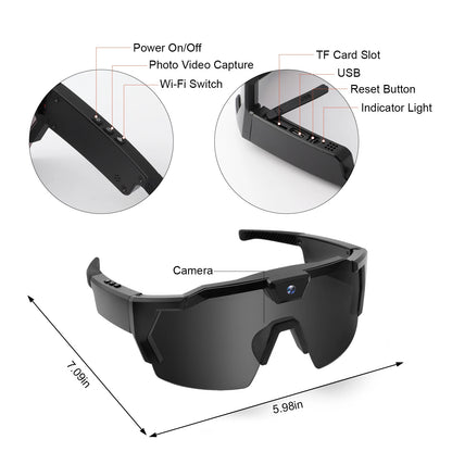 Experience Adventure Like Never Before with HRIZN HD 1080P Smart Action Camera Sunglasses for Cycling and Hiking