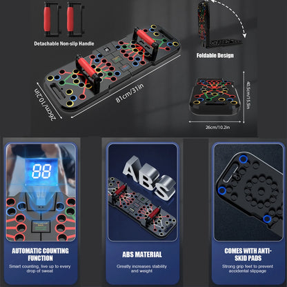 Transform Your Home Workouts with the HRIZN Smart Count Push Up Board - 60 in 1 Multi-Function, Foldable & Portable Fitness Solution for All Ages!