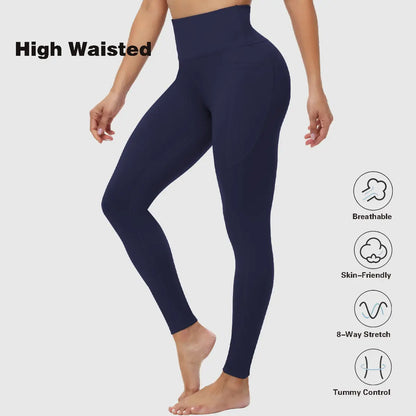 Elevate Your Workout with Stylish High-Waisted Yoga Pants Featuring Convenient Pockets - Ideal Leggings for Gym and Everyday Wear