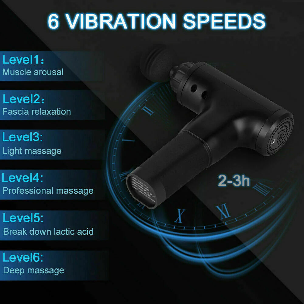 Experience Ultimate Muscle Recovery with the HRIZN Deep Tissue Massage Gun - Powerful Percussion Massager Featuring 4 Interchangeable Heads for Unmatched Relaxation