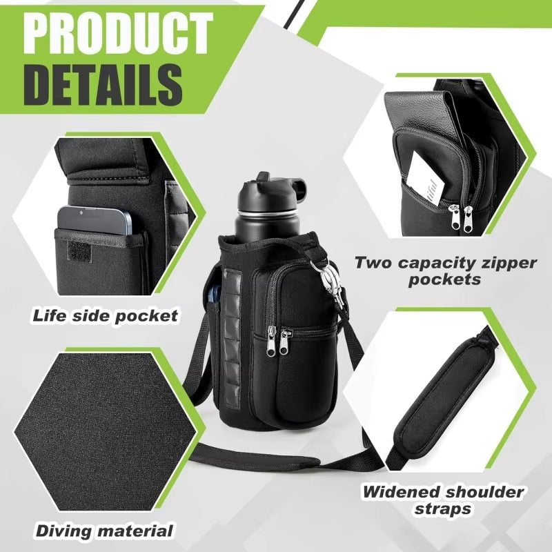 Stay Hydrated in Style: HRIZN Magnetic Water Bottle Holder with Phone Pocket and Adjustable Strap