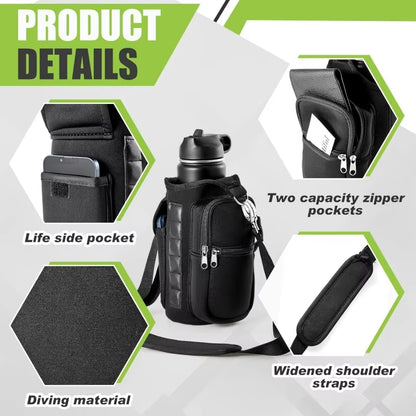 Stay Hydrated in Style: HRIZN Magnetic Water Bottle Holder with Phone Pocket and Adjustable Strap