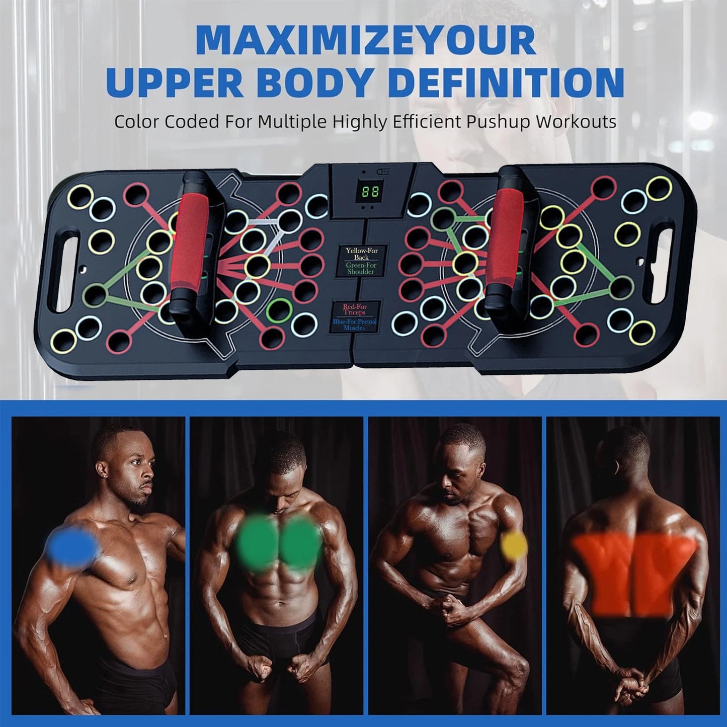 Transform Your Home Workouts with the HRIZN Smart Count Push Up Board - 60 in 1 Multi-Function, Foldable & Portable Fitness Solution for All Ages!